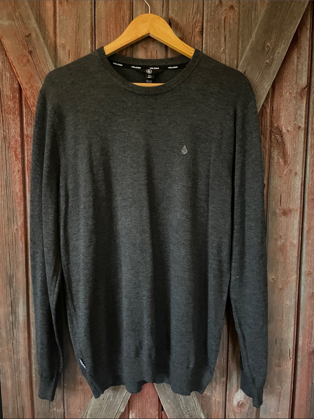 Volcom Men's Dark Gray Long Sleeve Crew Sweater